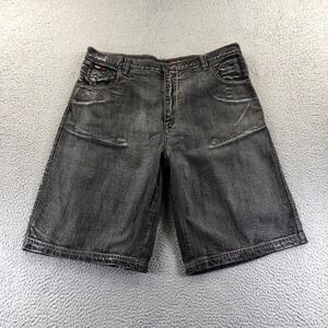 Vintage Focus Shorts Mens 40 Black Baggy Faded Jorts Skater Y2K Denim Wide Leg